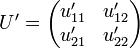 U' = \begin{pmatrix}u'_{11} & u'_{12}\\
                            u'_{21} & u'_{22}
                         \end{pmatrix}