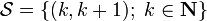 \mathcal{S}=\left\{(k,k+1);\  k\in{\mathbf N}\right\}